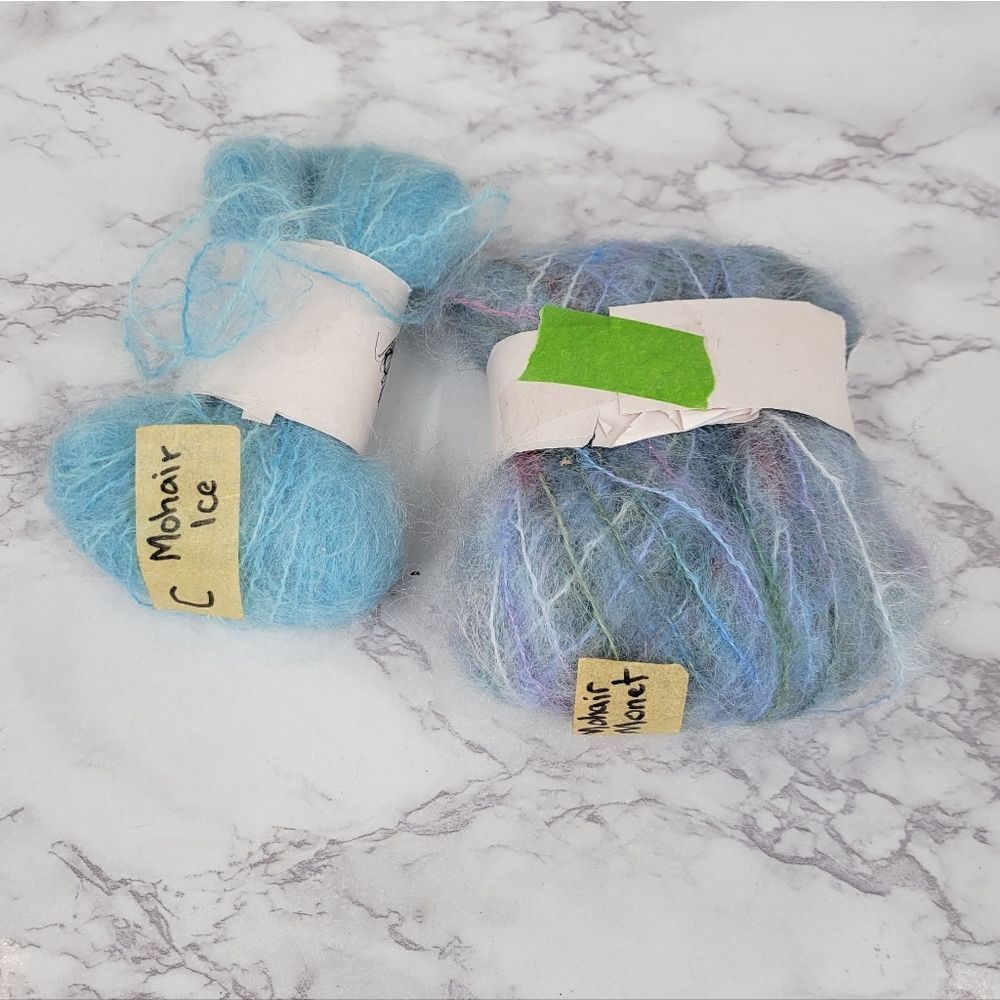 Mohair Yarn Ice Blue and Monet Blue Green Multicolor